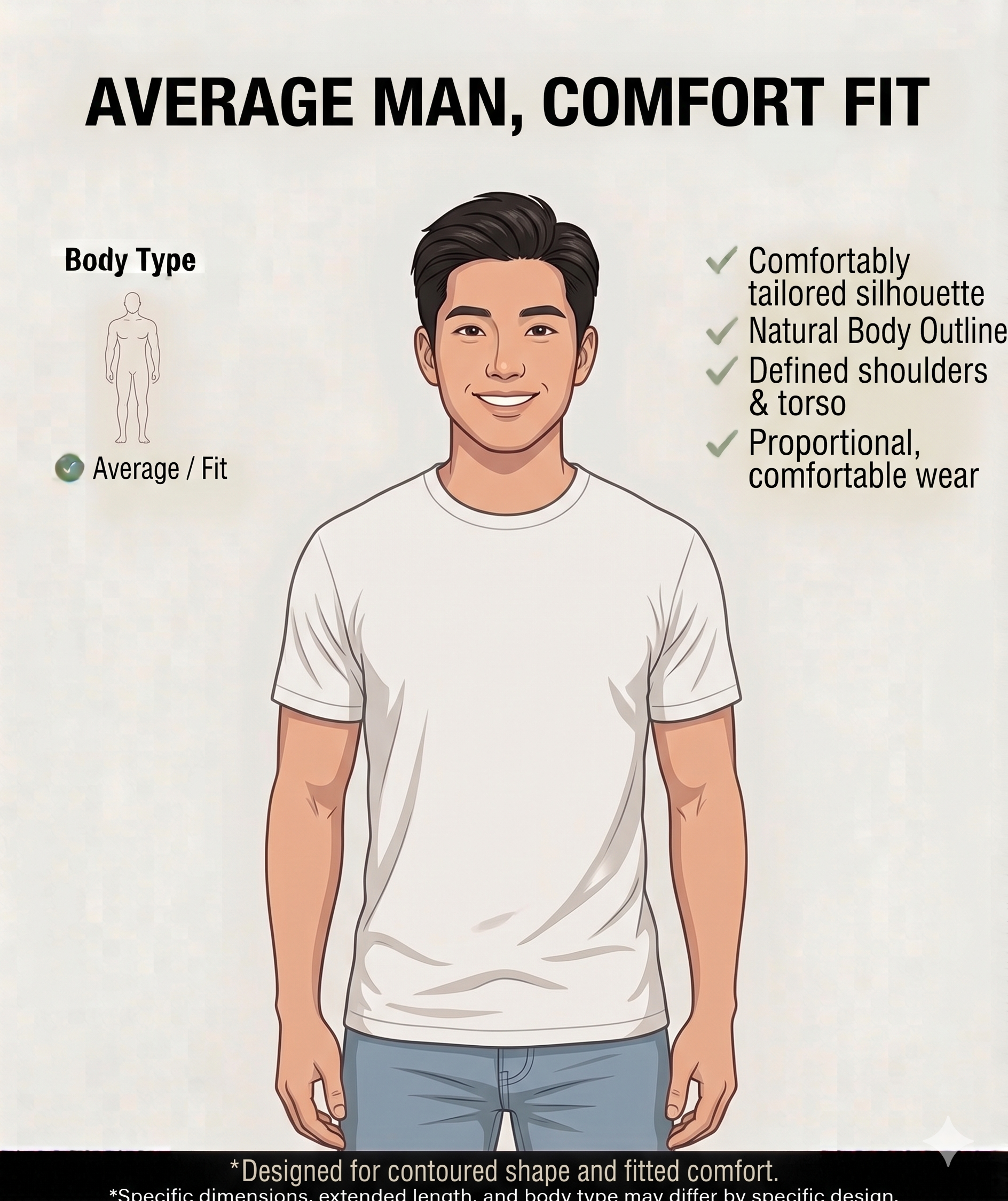 Average man wearing Size 3 — comfort fit