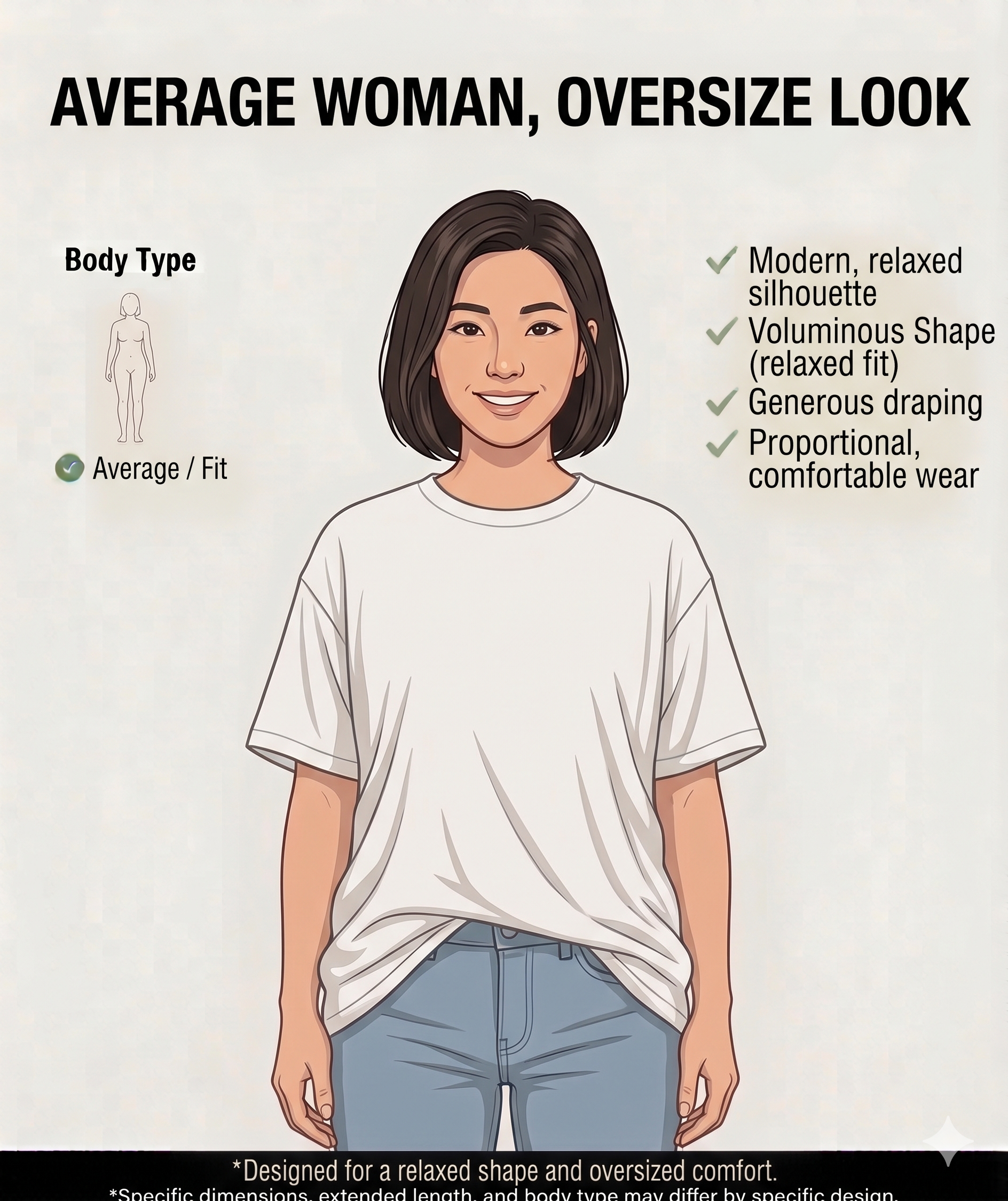 Average woman wearing Size 3 — oversize look